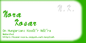 nora kosar business card